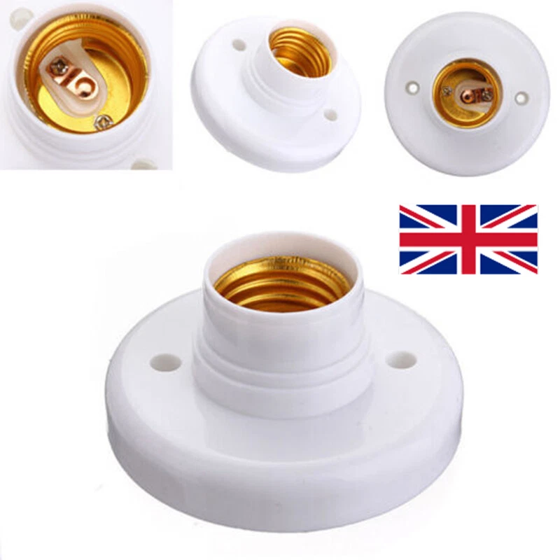 E27 Light Bulb Holder Base Fitting ES Edison Screw Cap Socket White Lamp Fixing