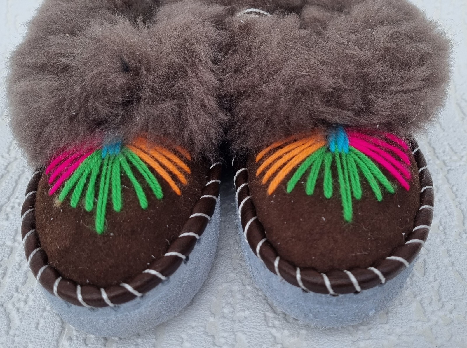 APL LAMMFELL Warme HAUSSCHUHE Gr.32 NEU Schaffell leder Handarbeit (4)