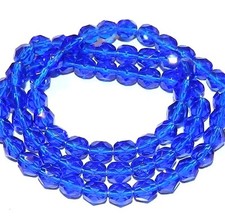 CZ3115 Light Cobalt Blue Fire-Polished 6mm Faceted Round Czech Glass Bead 16"