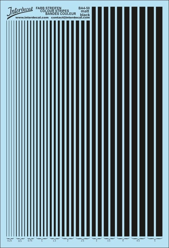 Bandes 0,25mm-5mm Décalcomanies noir mat 165x120mm INTERDECAL