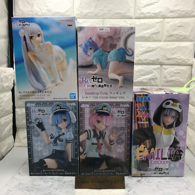Re:Zero Rem&Ram Emilia Banpresto FuRyu Sega Prize Figur 5er Set JP