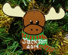 MOOSE Christmas ORNAMENT Personalize U CHOOSE NAME & YEAR Nature Animal Gift