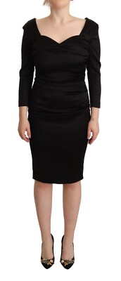 CLASS ROBERTO CAVALLI Dress Acetate Black Long Sleeves Bodycon IT42/US8/M $500