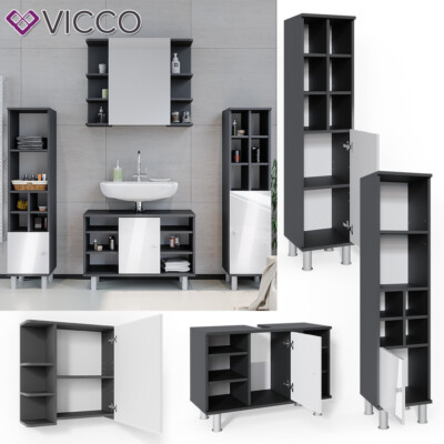 Set Mobili Bagno Vicco Fynn - 2 Pezzi In Legno Anticato Con Mobile Base 80cm - Foto 9