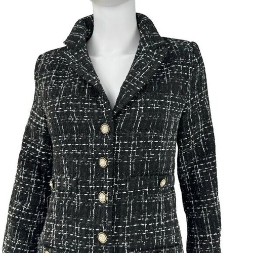 Pomander Place NEW Black Tweed Stacie Preppy Retro Blazer Mini Dress Size Small - Picture 5 of 9