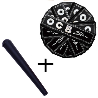 10x OCB Slim Black Premium King Size Heftchen Long Papers Schwarz + Jointhülle