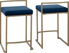 Harlowe Upholstered Seat Counter Height Bar Stools Set of 2, Kitchen and Dining,
