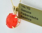 GENUINE 4.63 Cts PADPARADSCHA SAPPHIRE PENDANT 14K YELLOW GOLD - Free Appraisal — photo 3