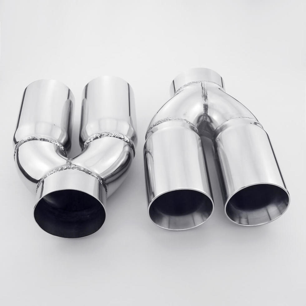 Dual Wall Twin 3 inch Outlet 3 inlet Straight Cut Stainless Steel ...