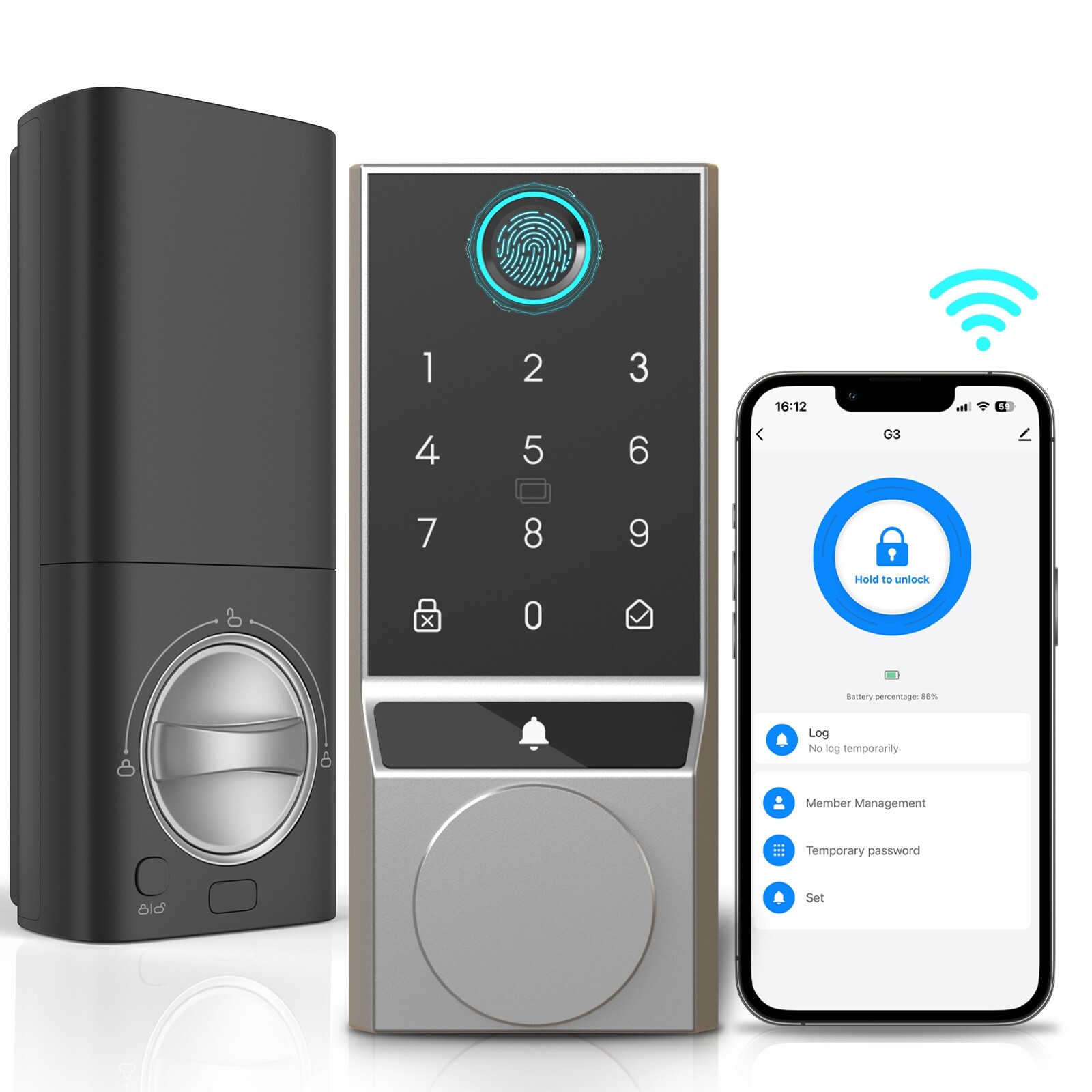 6-in-1 Smart Wi-Fi Keyless Door Lock with Fingerprint and Doorbell