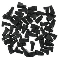 RJ-45 RJ45 Ethernet Strain Relief Boot Cover Black, for CAT5 CAT5E CAT6, 50 Pack