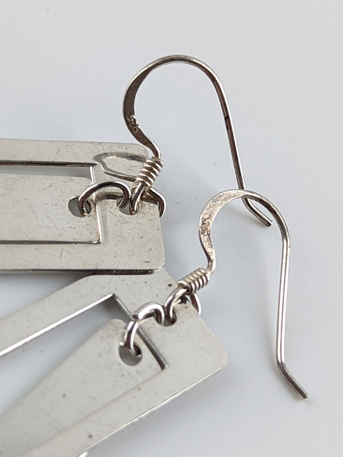 Vintage Sterling Silver Double Rectangular Dangle… - image 5