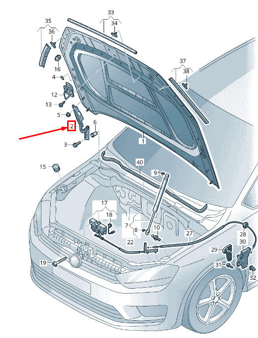 Charnière de capot avant droite pour VW Golf Sportsvan Am 510823302B