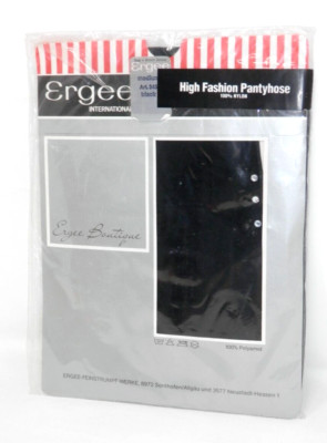Vintage ERGEE Pantyhose - High Fashion Medium Black Crystal Accent W Germany NOS