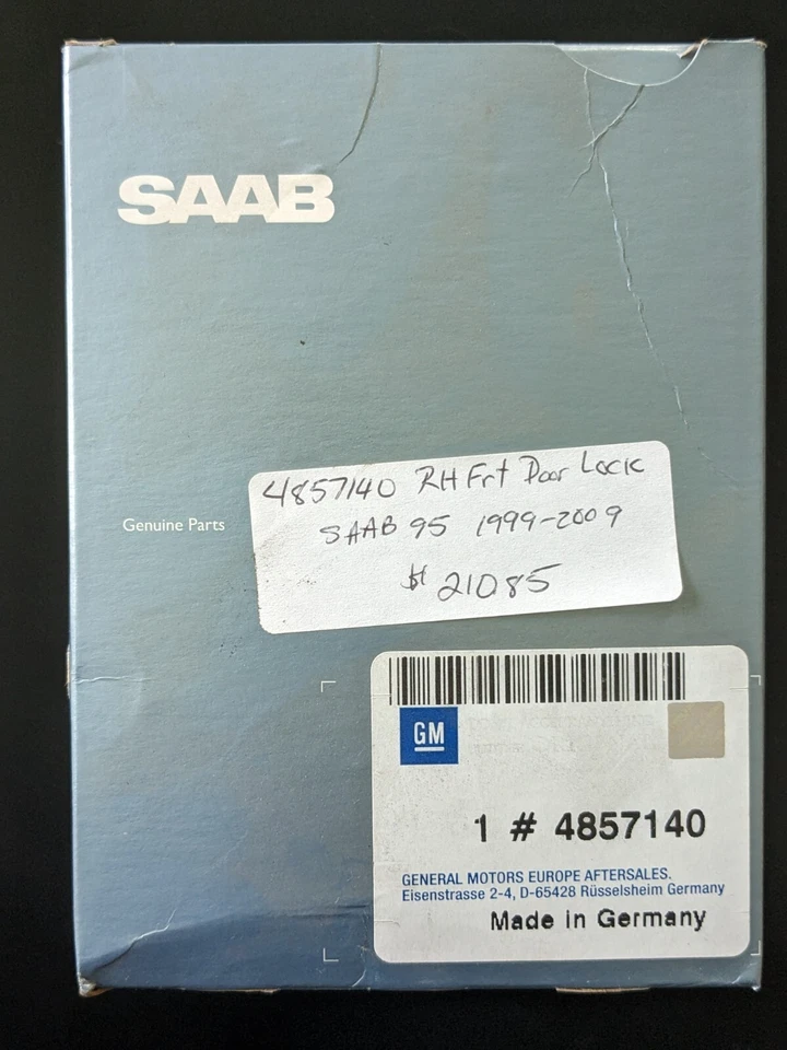 Cerradura de puerta delantera derecha derecha SAAB 4857140 nueva original OEM 9-5 1998-09 HACER OFERTA Foto 2 de 2