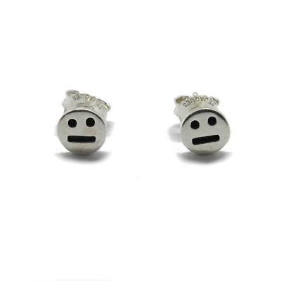 Kleine Sterling Silber Ohrringe punziert massiv 925 Emoticons Lächeln nickelfrei - Bild 1 von 3
