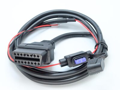 OBD2 female pigtail cable 2 wires power cable with fuse 3A 4ft