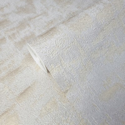 Textured Plain modern Wallpaper gray gold metallic faux concrete plaster texture