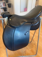 MASSIMO schwarz Ledersattel für kurzen bis sehr kurzen Rücken von Pferden/Ponys 17,5