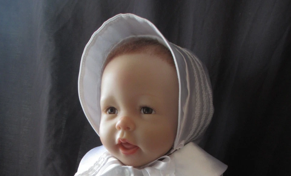 Gorro de boda Shantung de seda blanco para niños/niñas bautizo/bautismo talla 0-24 M Foto 2 de 4