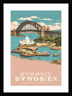 Moderner Hafen von Sydney gerahmtes Wandbild Poster Leinwanddruck Bild