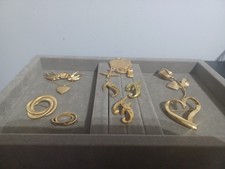 Lot Of 9 Gold Tone Brooches