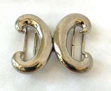 Alexis Kirk Silver Toned Belt Buckle Modern Connecting "C" Design Vintage