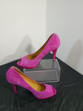 Nine West Magenta Suede Women's SZ 10M Stiletto Heel  Open Toe Platform Shoes
