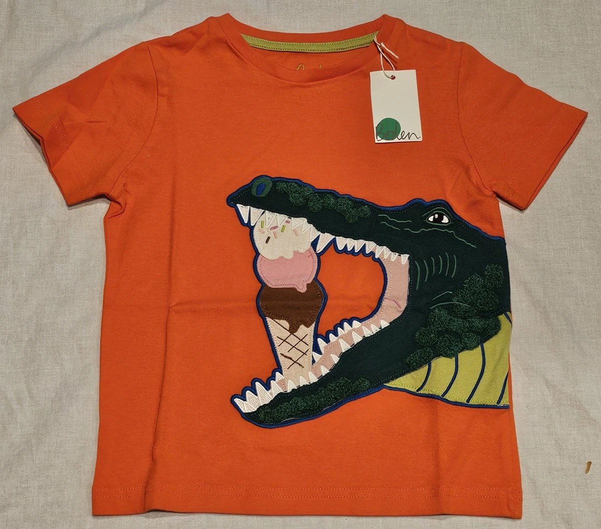 T-shirt Garçon Mini Boden – Orange – 100% Coton – Taille 6-7 Ans – Très Bon État