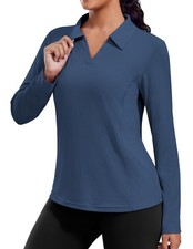 Workout Tops for Women UPF 50 Long Sleeve Hiking Running Shirts V Neck Princ...