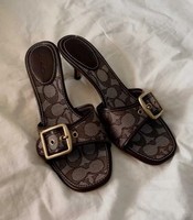 Coach Margot Brown Mule Kitten Heels Uk Size 6 New In Box (read Desc)
