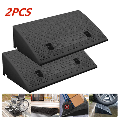 #ad 2 Pack Driveway Ramp Heavy Duty Vehicle Curb Rubber Threshold Ramp Professional $20.98