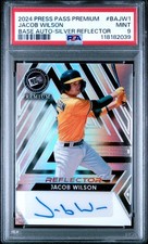 2024 LEAF PRESS PASS PREMIUM BASE JACOB WILSON SILVER REFLECTOR AUTO #/35 PSA 9