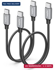 USB C to USB C Cable 2 FT, 2-Pack 60W PD Fast Charging Type C to C Cord Short