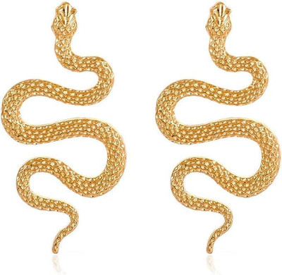 Schlangen Ohrringe Gold Vintage Snake Earrings Gebogene Schlange Geformt Ohrring