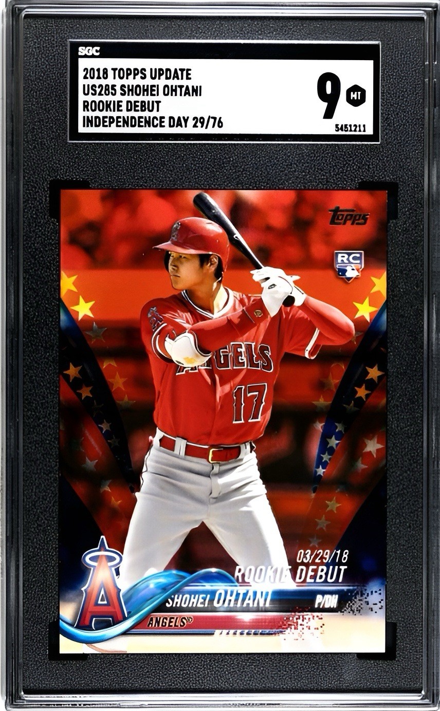 2018 Topps Update Shohei Ohtani Independence Day /76 Rookie Debut SGC 9 RC Cross
