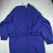 Vintage Reebok Royal Blue Nylon Tracksuit Set Large 90s Y2K Windbreaker Hiphop