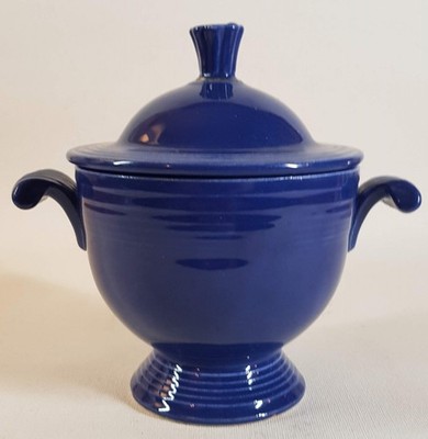 Vintage Homer Laughlin Fiesta Fiestaware blau Zuckerdose & Deckel um 1936-69