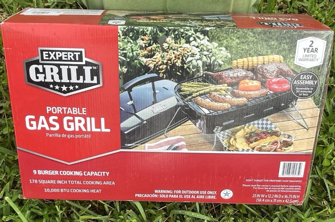 Expert Grill 1-Burner Black Propane Gas 17.5" Portable with Removable Lid