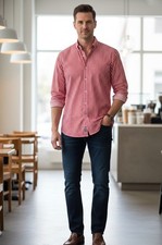 Saks Fifth Avenue  Mens Striped Button-Down Shirt  Size L