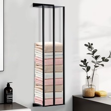 85CM Towel Holder Rack Bathroom Storage Rack Wall Mounted Matte Black