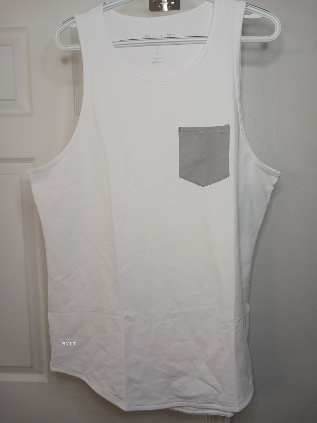 BYLT Performance LUX Tank Top Drop-Cut  Mens L White Athletic  Workout Gym NEW!