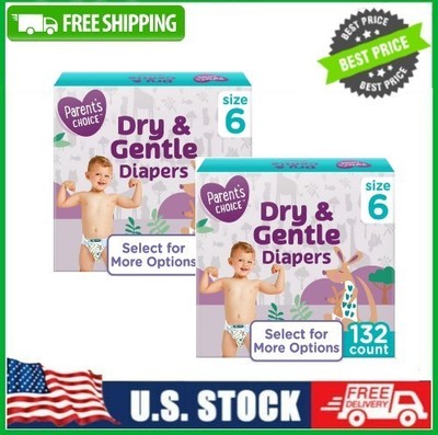 2 Box Parent's Choice Dry & Gentle Diapers Size 6, 132 Count Box