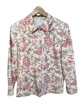Vintage Talbots Silk Cotton Floral Blazer Sz 14P Textured Mature Cottage Office
