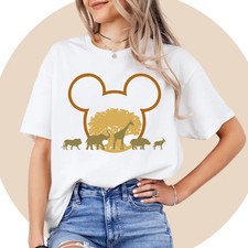 Image of Disney Mickey Lion King Animal Kingdom Family Trip White T-Shirt Size S-5XL