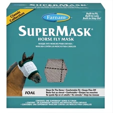 FARNAM SUPERMASK EQUINE FLY MASK FOR FOAL OR PONY MAROON & GRAY