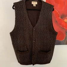 Vintage 80’s Eddie Bauer 100% Wool Vest Top Size M Medium