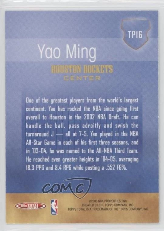 2005-06 Topps Total Total Performance Yao Ming #TP16 HOF - Image 2 of 2