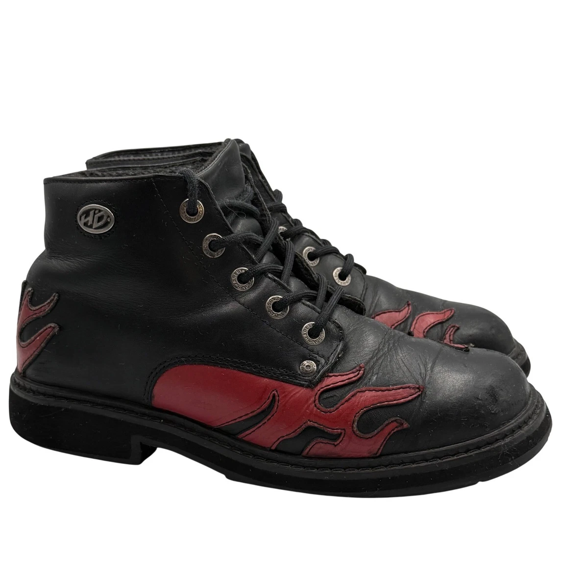 Harley Davidson Embroidered Leather Flame Moto Boots HARLEY-DAVIDSON Harness Flame Tall Leather Biker Moto  main image 2