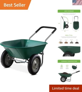 Maison Utilitaire Double-Wheel Yard Wheelbarrow Garden Panier avec/Construire-in stand for Law...